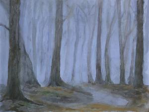 Bomen in de mist